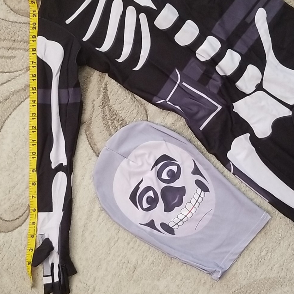 Kids Halloween Skeleton Bodysuit, L - Picture 3 of 6